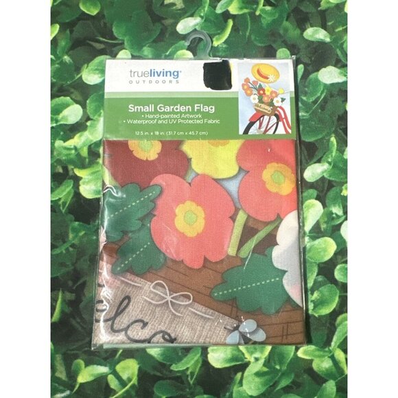 TrueLiving Outdoors Small Garden Springtime Bike Welcome Flag 12.5“ x 18“ NEW - Picture 1 of 6